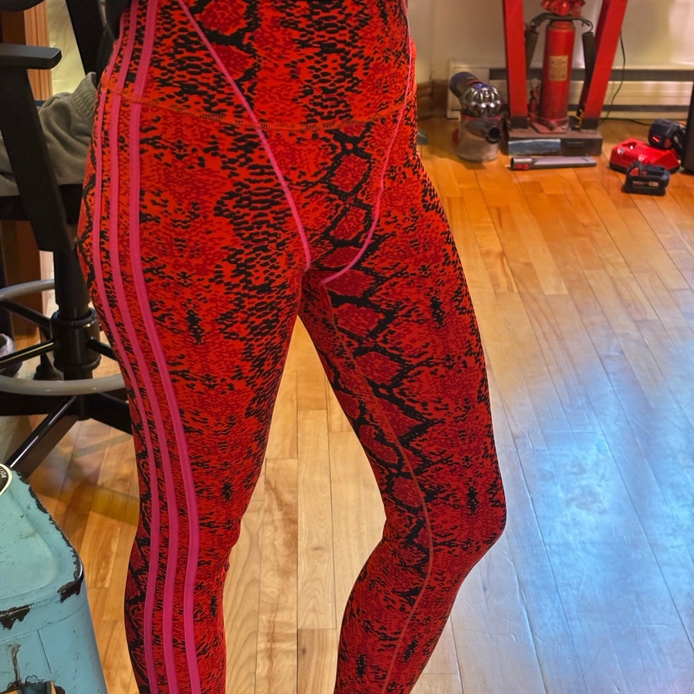 IVY PARK x Adidas Red and Black Animal Print Athletic Tights